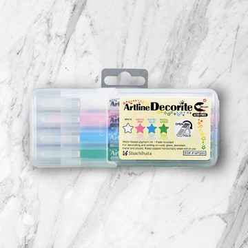 日本 SHACHIHATA   毛刷型螢光水板筆-4入/粉彩系列