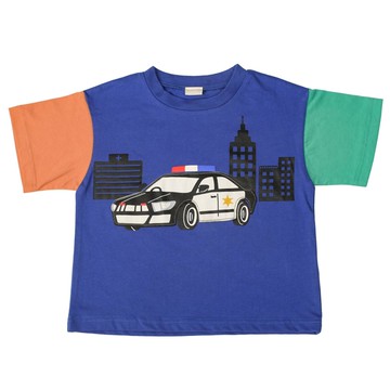 akachan honpo - 短袖T恤-汽車布貼-深藍色