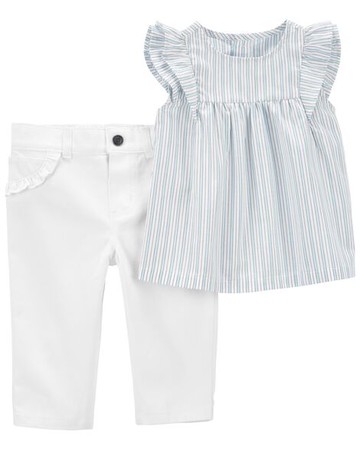 Baby 2-Piece Flutter Top & Twill Pant Set