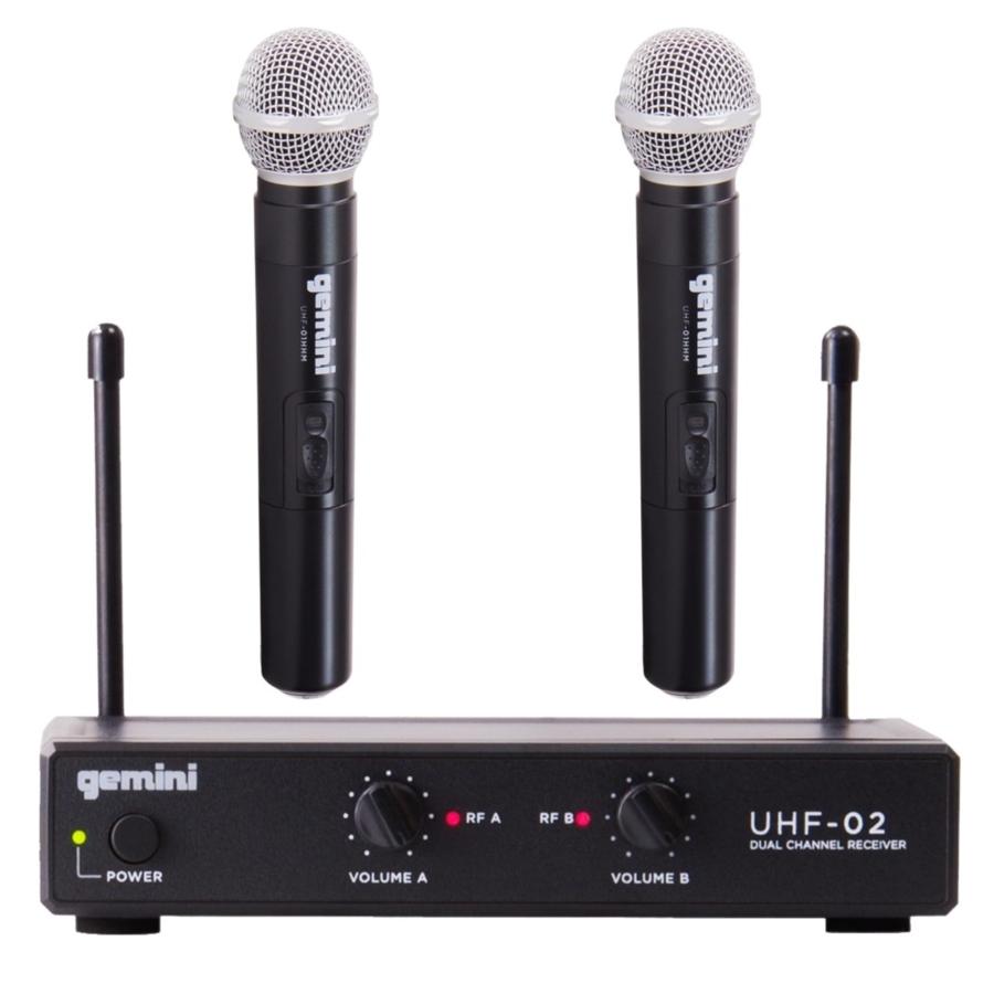 Gemini UHF Wireless Microphone Bundle Professional Handheld ＆ Lapel Mics, Dual-Channel Receiver, Long Range for Live Performance ＆ Presentations