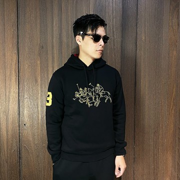 美國百分百【全新真品】Ralph Lauren 連帽上衣 棉質 刷毛 RL 帽T 長袖 POLO 群馬 黑色 CW39