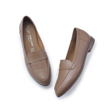 小時光  人氣特搜素面學院尖頭樂福鞋 棕 (522174)