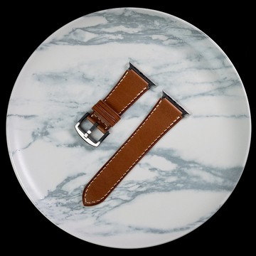 Apple Watch ultra 手工 真皮 加寬錶帶  (義大利植鞣革-淺茶色)