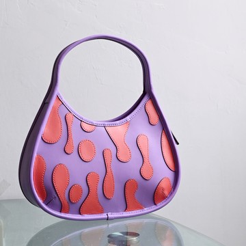 COACH CT274 Coachtopia 熔岩貼花造型手提彎月包.紫/橘