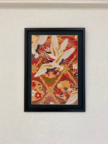 藝術面板復古刺繡和服日式現代日式室內裝飾禮物起重機婚禮慶典喬遷長壽慶典幸運符框架室內裝飾 010