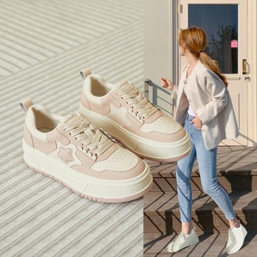 星星小白鞋女真皮2023新款春夏輕便運動休閑鞋厚底學生時尚韓版鞋