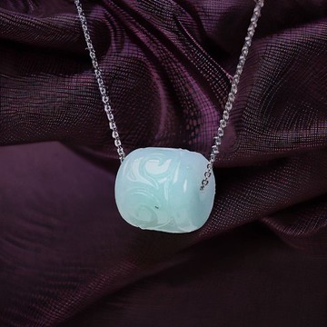 【萬事亨通】果綠翡翠雕花路路通項鍊 | 天然緬甸玉翡翠A貨 |送禮