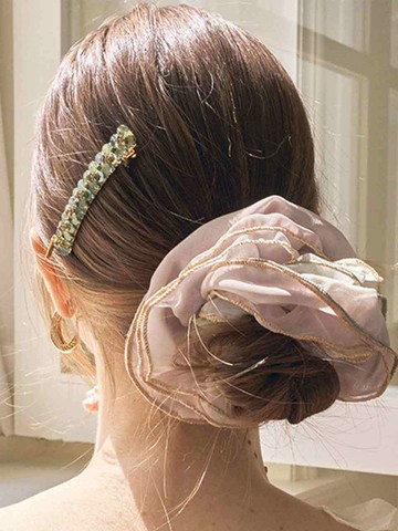 Gold Line Chiffon Scrunchie