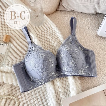 內衣【寂靜花叢】石墨烯軟鋼圈機能內衣 *B/C罩 (藍) #9809