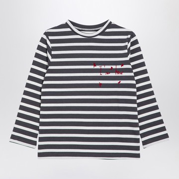 Grey/white striped cotton jersey