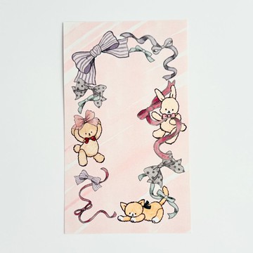 手帳內頁尺寸 緞帶 絨毛玩偶 M5適用尺寸 粉色