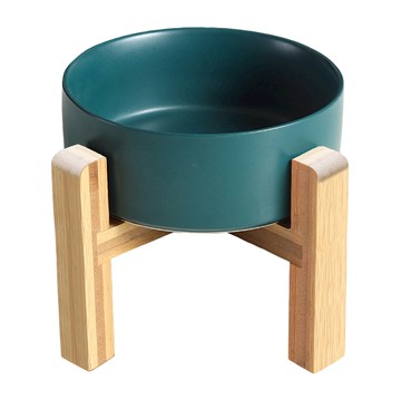 毛皇上 加高木架陶瓷碗 小 13cm  綠色  1個