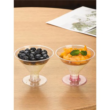 高腳慕斯杯布丁杯果凍杯冰淇淋杯硬塑料航空杯紅酒杯子一次性帶蓋