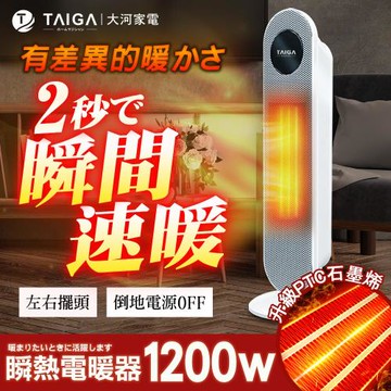 TAIGA大河 石墨烯瞬熱循環直立式PTC陶瓷電暖器 暖房機 暖風機 電熱器