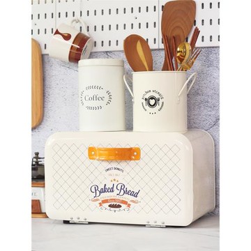 KL北歐風掀蓋鐵皮收納盒書桌收納箱零食儲物盒廚房烘培吐司面包箱