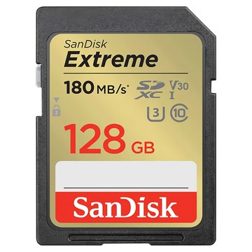 SanDisk 晟碟 Extreme SDXC V30 U3 C10 UHS-I 180MB/s R 90MB/s W 記憶卡 公司貨  128GB  1個