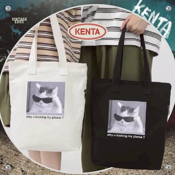 健太選物⋆˖°貓帆布袋 側背包 單肩包 購物袋 重磅帆布 台南出貨