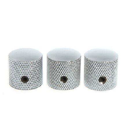 an-do-er 3PCS Guitar Knobs Chromed Metal Dome Knurled Barrel for Electric Guitar Parts (Silver)