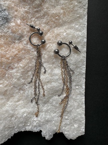 【客製禮物】不鏽鋼 流蘇耳環 耳夾 金屬 y2k 未來感 街頭