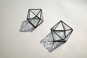 光紋燭台/玻璃器皿/鑲嵌玻璃/方型