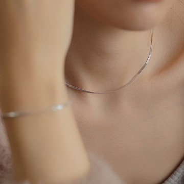 個性歐美風蛇鍊項鍊-銀色