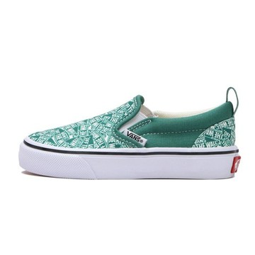 VANS V98CS D.LOGO SLIP ON GRN/WHT LOGO 休閒 百搭 綠白 童鞋 634392-0002 [台灣現貨]