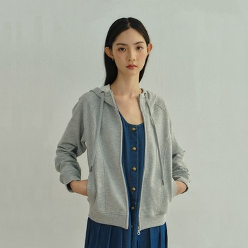顯瘦修身曲線連帽外套(銀灰)-女