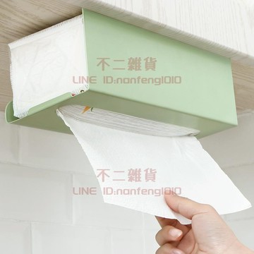 廚房紙巾架 免打孔鐵藝用紙架 家用餐巾紙掛架櫥柜門抽紙盒壁掛式【不二雜貨】