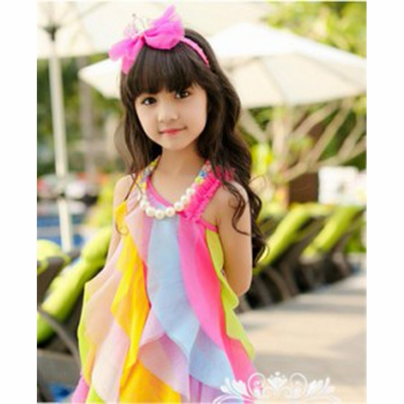 Juvia 短納期 ワンピース 女の子 子供服 ノースリープ キャミソール シフォンワンピース マルチ ひざ丈ワンピ ビーチ ハワイアン 通販 Lineポイント最大1 0 Get Lineショッピング