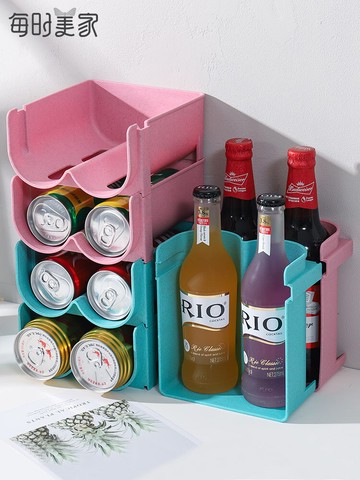 啤酒置物架家用紅酒收納多層展示柜冰箱飲料易拉罐酒類省空間神器