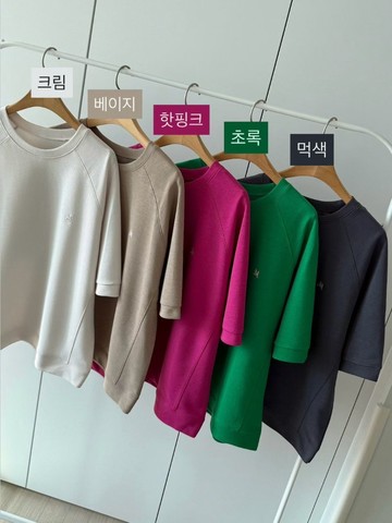 優雅素色小刺繡多巴胺棉T｜顯白高質感寬版短袖・韓系微寬鬆設計上衣 ️涼感包色款 ️