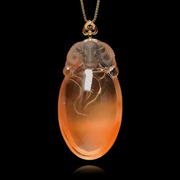 【正佳珠寶】紅兔毛 頂級聚寶盆紅兔毛 羊牌 20.7g 紅兔毛吊墜