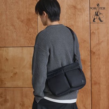 PORTER INTERNATIONAL - 輕盈自在COVE斜背包(M) - 黑