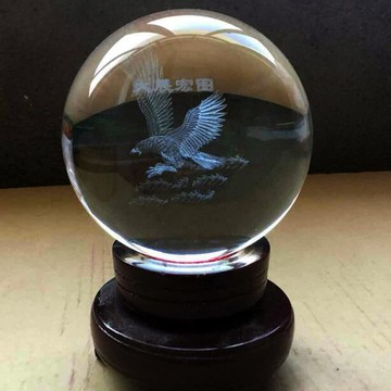 內雕球生日禮物大展鴻圖水晶球擺件開業禮品酒柜玄關辦公室裝飾