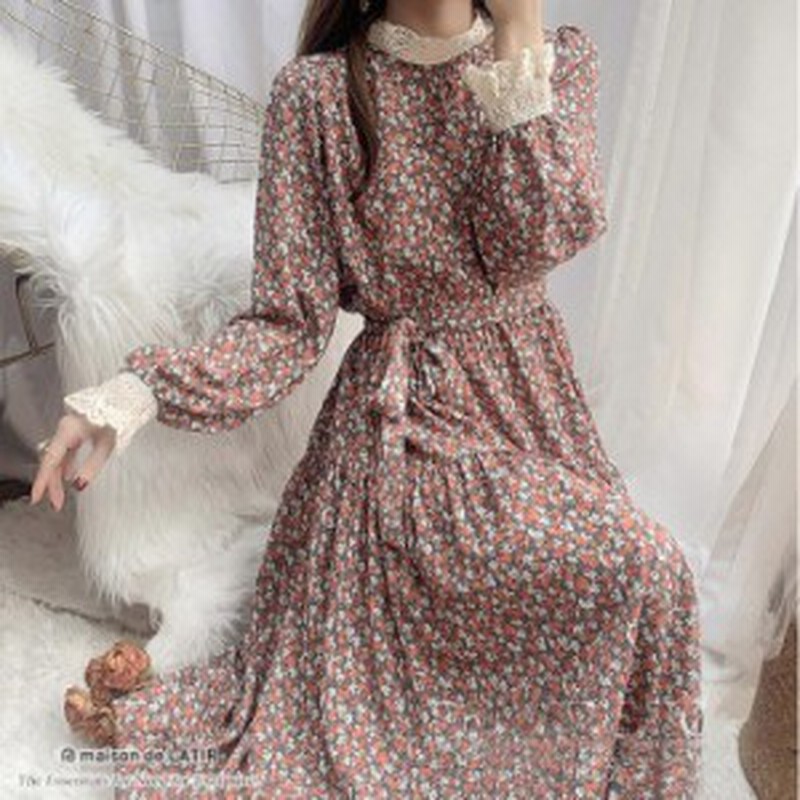 スタンドレースレトロワンピース 花柄 レディース ワンピース 韓国 お出掛け 行楽 デート レトロ 通販 Lineポイント最大1 0 Get Lineショッピング