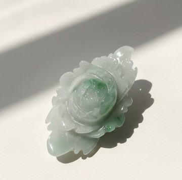 飄綠花翡翠牡丹花 | 天然緬甸玉翡翠A貨 | 送禮