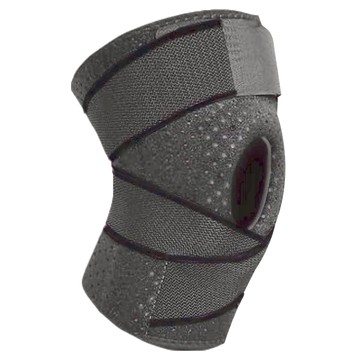 AOLIKES 綁帶運動護膝 減震加壓設計 透氣排汗 雙邊綁帶 穩固防護  均碼可調節  全黑色  1個