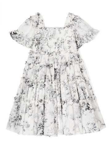NEEDLE & THREAD KIDS - all-over print short-sleeved dress - kids - Organic Cotton - 8 yrs - White