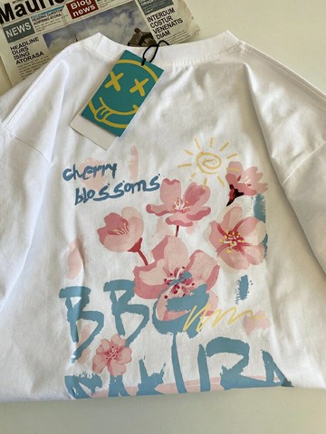 2022年新款美式潮牌純棉短袖t恤女寬松ins潮chic港味復古半袖上衣