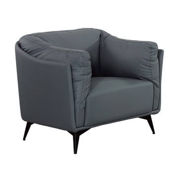 文創集 卡羅深灰透氣皮革單人座沙發椅-95x80x80cm免組