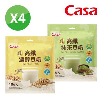 Casa 卡薩高纖濃醇豆奶系列4袋組(原味/抹茶)