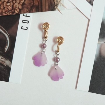 牡丹花瓣 無痛耳夾 /  Purple