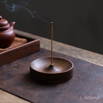 臺灣🚍8H出🉑簡約中式實木香薰小爐子託底座茶木質檀香道香爐綫香插香座茶道香  天然線香 檀香 家用香爐  香底座 沉香盤