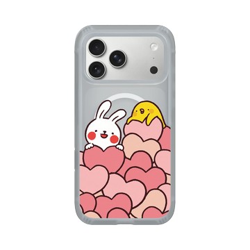 iPhone 17 Pro Max AirX 流變灰 - 懶散兔與啾先生 Lazy Rabbit and Mr.Chu - Hearts