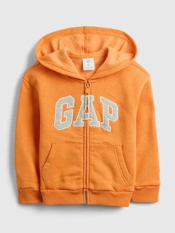 男幼童裝 Logo刺繡/印花刷毛連帽外套-橘色