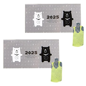 conifer 綠的事務 2025年48K輕巧月計畫本-熊熊好朋友+吊嘎涼爽超輕提袋  2入