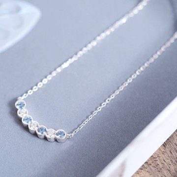 Blue rainbow 彩虹弧線項鍊 925銀