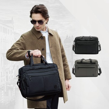 17吋筆電收納袋 防摔筆電手提包 附肩背帶公事包 黑色 灰色