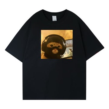 【菜就多練】2025夏季新款GO學長T恤280克純棉短袖喵咪寬松圓領