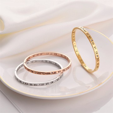 可洗澡手鐲 羅馬鈦鋼手鐲手環 女生手鐲 玫瑰金手鐲 抗過敏手鐲 防褪色可碰水手鐲 女生手鍊 手鍊女 手鍊 手環 經典手鐲